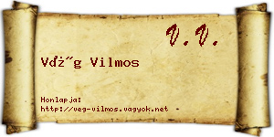 Vég Vilmos névjegykártya